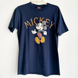 Vintage Mickey Unlimited Textured Mickey Mouse Graphic navy  Blue T shirt M